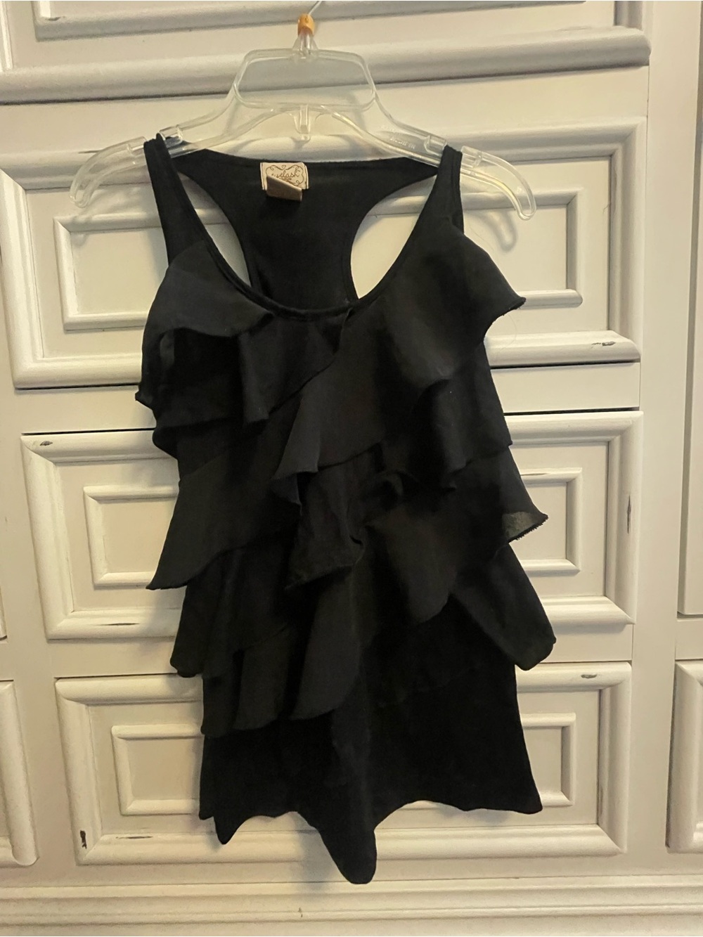 Black Ruffle Tank Top